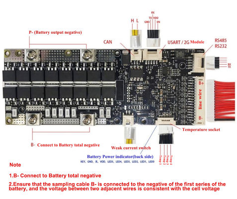 Paquet BMS RS485 RS232 72V 20S BMS 200A de batterie de la batterie BMS Board 3S-20S