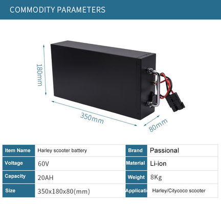 Batterie 60V 20Ah 30Ah Harley Electric Scooter Battery de NMC Citycoco